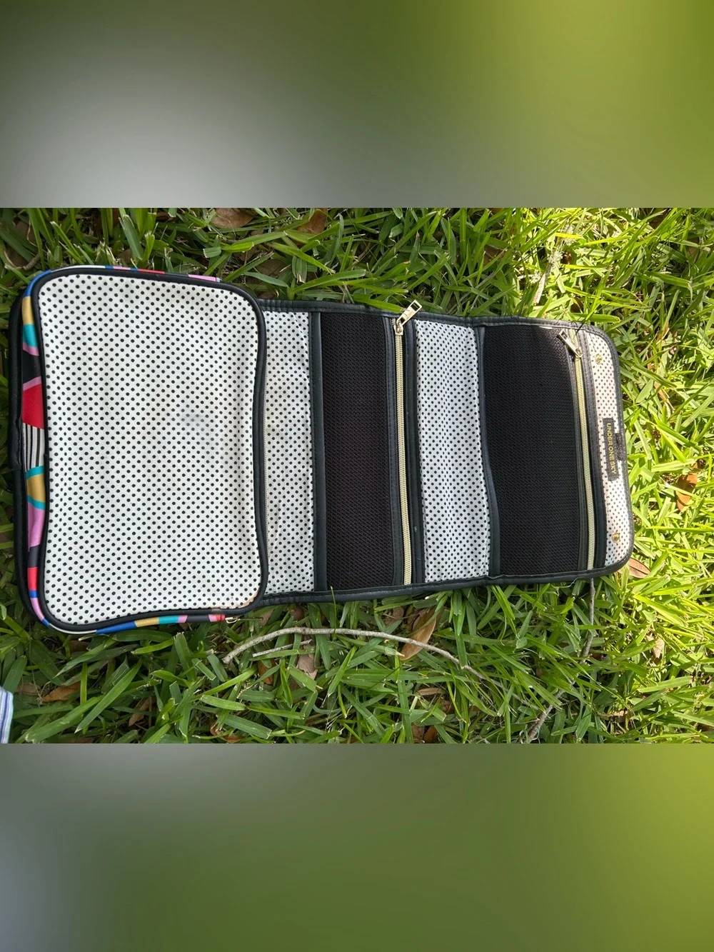 Colorful Geometric Fold-Over Hang Up Makeup Bag